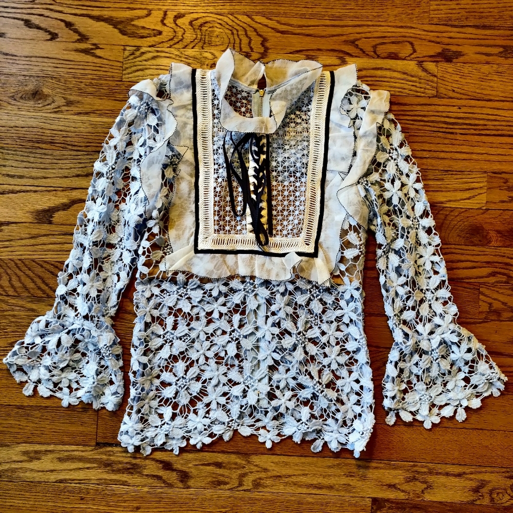 Self Portrait baby blue lace blouse!